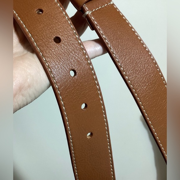 Talbots Womens Genuine Leather Belt Size L Tan Brown Minimalist Workwear Classic - Picture 6 of 16